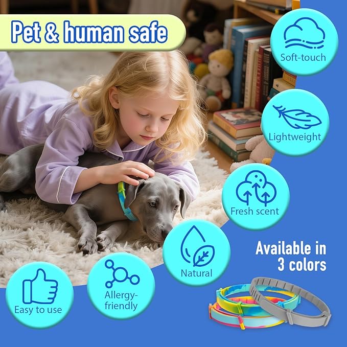 Aurora Flea Collar for Dogs,3 Pack Flea and Tick Collars, Waterproof Adjustable Dog Flea Collar with Natural Essential Oils, Long Lasting Protection for All Ages of Dogs