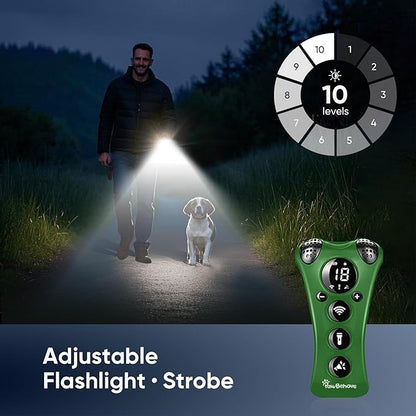 PawBehave Ultrasonic Dog Bark Deterrent Device –10-Level Adjustable Anti Barking Trainer with Flashlight, Strobe, E-Clicker(18 Whistle Sounds)–No Shock, Collar-Free Dog Behavior Correction Devices