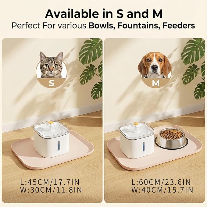 BLESWIN Waterproof Silicone Pet Feeding Mat with Raised Edge,Non-Skid Spill Proof Dog Bowl Mats, Easy Clean Cat Bowls Placemat for Cats and Dogs