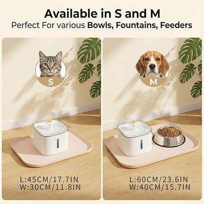 BLESWIN Waterproof Silicone Pet Feeding Mat with Raised Edge,Non-Skid Spill Proof Dog Bowl Mats, Easy Clean Cat Bowls Placemat for Cats and Dogs