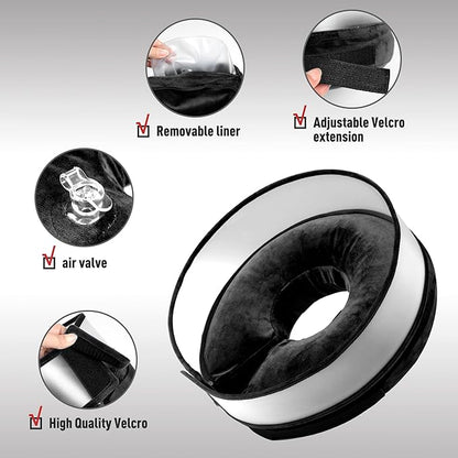 Inflatable Dog Cone, Soft Dog Cone Collar After Surgery for Alternative with Enhanced Anti-Licking Guard Shield Adjustable Detachable, Elizabethan Collar (S, Black)