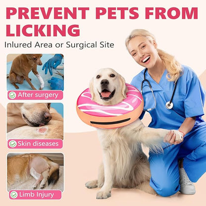Inflatable Dog Cone Collar to Stop Licking, Soft Neck Donut Collar After Surgery, Adjustable Recovery Cone for Small Medium Large Dogs (Donut,S)