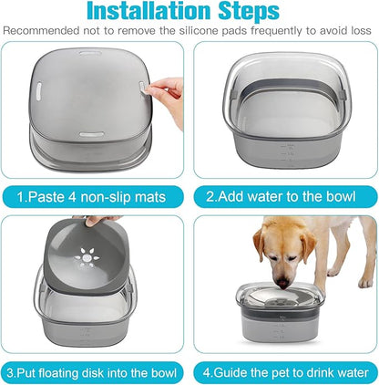 UPSKY 70oz Dog Water Bowl 2L No Spill Dog Bowls Large Capacity Spill Proof Slow Water Feeder, No Splash Dog Bowl Pet Water Dispenser Vehicle Carried Travel Slow Drinking Bowls for Messy Drinkers, Cats