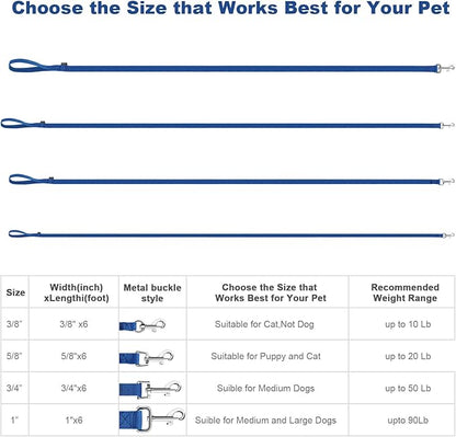 AMAGOOD 6 FT Puppy/ Dog Leashes, Traditional Style Leash with Easy to Use Collar Hook, Great for Small, Medium and Large Dogs (3/4 in x 6 ft, Pack of 1), Blue