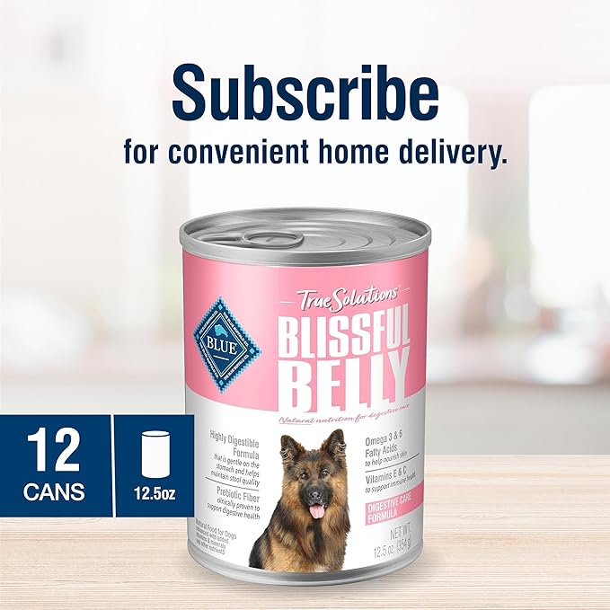 Blue Buffalo True Solutions Digestive Care Wet Dog Food for Adult Dogs,Made with Natural Ingredients,Chicken,12.5-oz. Cans,(Pack of 24)
