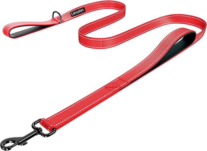 Dog Leash 6.5ft Long, Double Handle Dog Leash for Safety Control Training, Heavy Duty Dog Leads with Traffic Padded Handles, Reflective Leashes for Small Medium Large Dogs(6.5ft, Red)