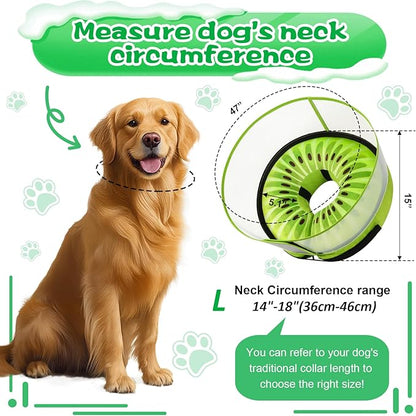 Inflatable Dog Cone Collar with Detachable Enhanced Anti-Licking Shield, Soft Neck Donut Collar for Dogs After Surgery, Adjustable Dog Cone Alternative for Large Medium Small Dogs & Cats