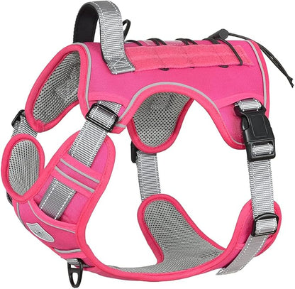 CBBPET Tactical Dog Harness for Small Medium Large Dogs No Pull Adjustable Harness Training Easy Control Pet Vest,Reflective Working Training (Rose Red M(Neck:17-26,Chest:24-36))
