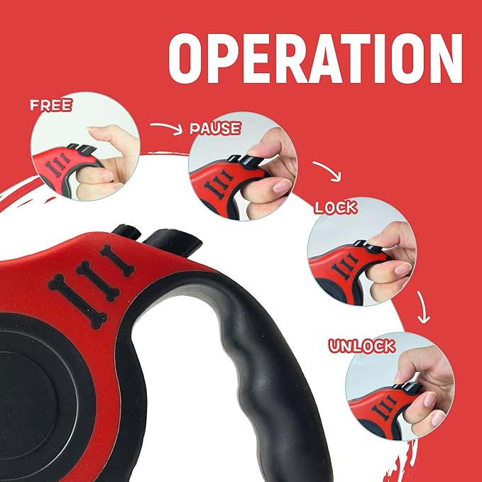 Retractable Dog Leash Automatic Telescopic Tractor Dog Tape, Pet Tape 10/16 FT Durable and Convenient, with Folding Bowl, Dispenser, Rubbish Bags, Suitable for Small and Medium Dogs