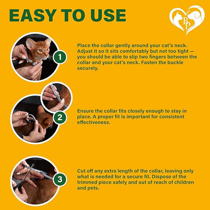 Natural Flea & Tick Collar for Cats - 12 Months Control of Best Prevention & Safe Treatment - Anti Fleas and Ticks Essential Oil Repellent (1 Count)