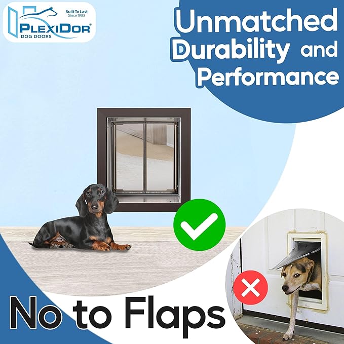 Plexidor Wall Mount Pet Doors for Cats and Dogs - Energy Efficient Pet Freedom - Bronze