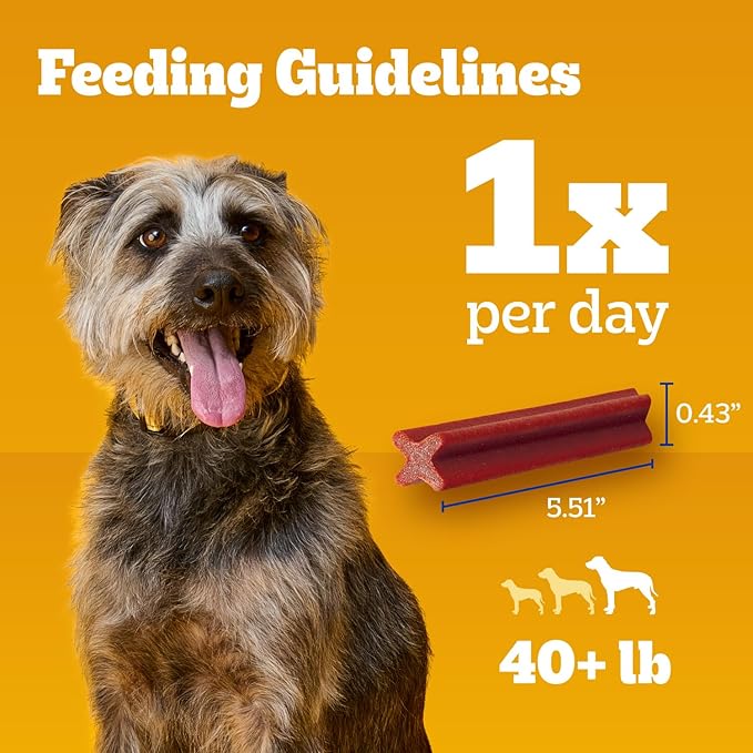 Pedigree Dentastix Dog Dental Treats, Large Breed Dog Treats, Bacon Flavor, 2.08 lb. Bag (40 Treats Total)