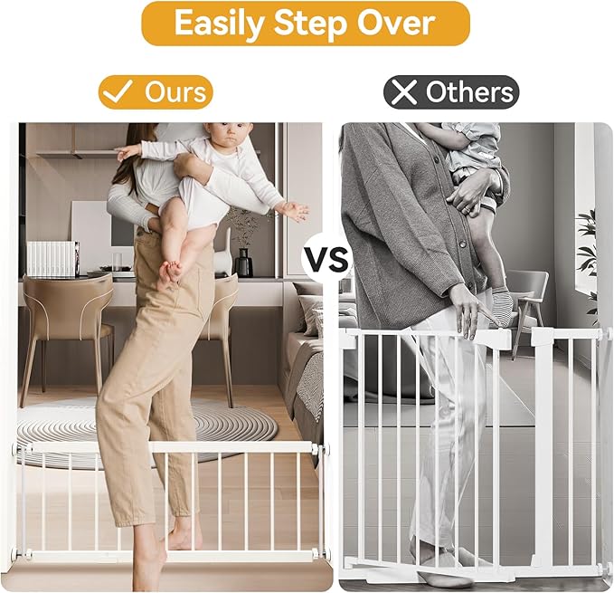 Fldofaves Dog Gate Indoor,18"-45" Extra Wide Metal Short Dog Gate to Step Over, 14" Tall Small Pet Gate with 3 Extension Kits, Pressure Mounted for Doorways & Stairs