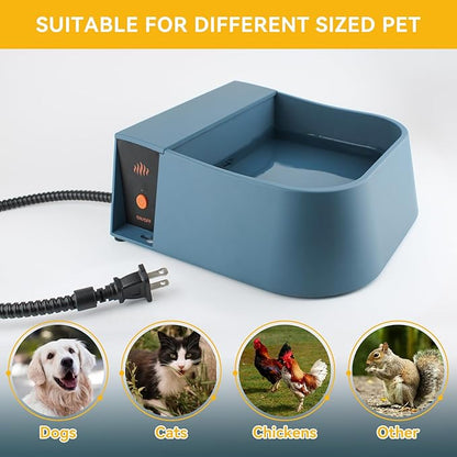 PETLESO Automatic Heated Water Bowl for Dogs Cats, Outdoor Heated Dog Bowl with Auto Fill, 2L Winter Heating Waterer Provide Drinkable Water for Chickens, Rabbits, Birds, Goats, Feral Animal
