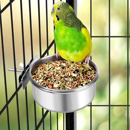 Dog Bowl Stainless Steel Pet Hanging Food Water Bowl Cage Feeding Cup Feeder for Dogs Cats Rabbits Birds Small Animal (Small)
