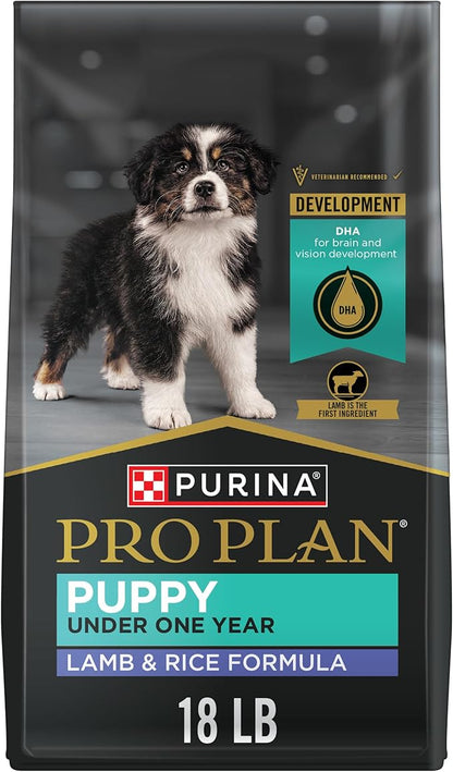 Purina Pro Plan Lamb and Rice Formula Dry Puppy Food, High Protein Healthy Dog Food, 18 lb. Bag