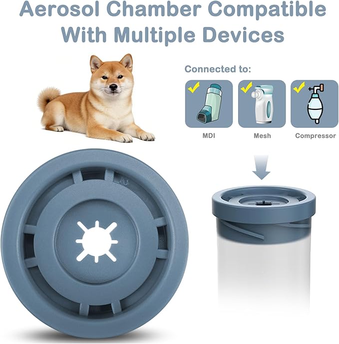 Dog Inhaler Spacer, for Medium Dogs, Pet Aerosol Chamber with Silicone Mask for First Aid at Home or Outdoors M