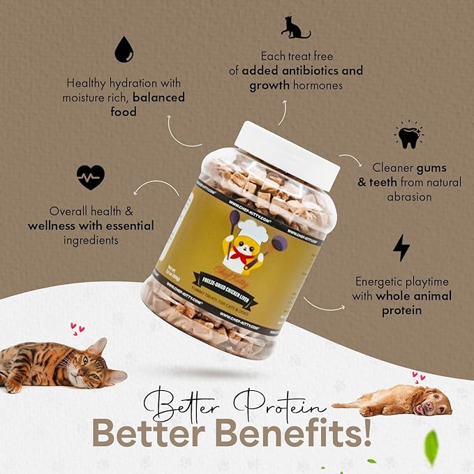 Chicken Liver Dog Treats | Freeze Dried Liver Treats for Dogs, 100% Human Grade, Single Ingredient | Grain-Free Kitten Treats, High Protein | No Additives or Preservatives | Tested in USA | 3.1 oz