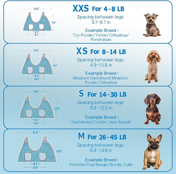 Supet Dog Grooming Hammock Harness for Dogs Cats, Relaxation Pet Nail Clipper Hammock, Restraint Dog & Small Animal Leashes Sling for Groomingk for Nail Trimming (Coral Blue, XS)