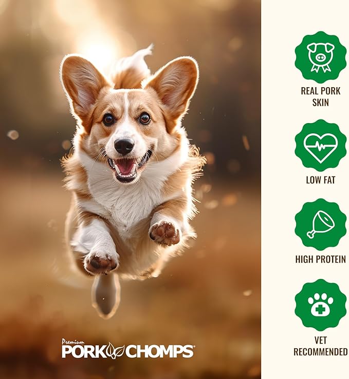Pork Chomps Dog Chews, 5 Inch Munchy Sticks, 50 Count - Assorted Flavors: Roasted Pork, Chicken, & Bacon - Long-Lasting Treats for Dogs - High Protein, Low Fat, Healthy & Delicious Chews (1 Pack)