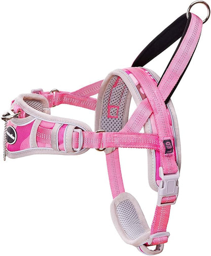 ADVENTUREMORE Small Dog Harness No Pull, Dog Halter Harness Adjustable Reflective Dog Vest Escape Proof Dog Harness with Easy Control Front Clip Handle for Training Walking XS Pink