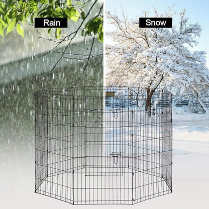 BestPet | Foldable Dog Playpen | 48 Inch, 8 Panels | Metal Pet Exercise Pen | Indoor Outdoor Portable Dog Fence with Door | Removable, Rust-Resistant Secure Pet Kennel | Easy to Assemble