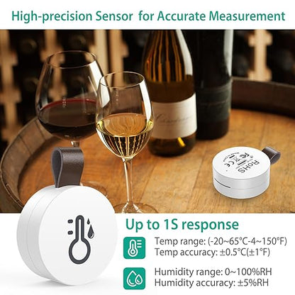 ORIA Wireless Thermometer Hygrometer, Mini Wireless Humidity Temperature Sensor with Data Export and Alert, Temp Humidity Monitor for House, 2 Pack