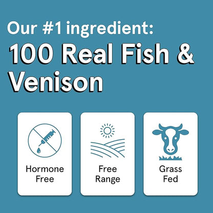 TRMC Real Meat Dog Treats - Two 12oz Bag of Bite-Sized Air-Dried Fish & Venison Jerky for Dogs - Grain-Free Jerky Dog Treats Made up of 95% All-Natural, Free-Range Venison & Ocean-Caught Fish