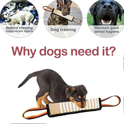 ASOCEA Dog Tug Toy,Bite Jute Pillow Pull Toy Tough Squeaky Dog Toys with 2 Handles for Medium to Large Dogs Interactive Toy Tug of War Lasting Training Equipment