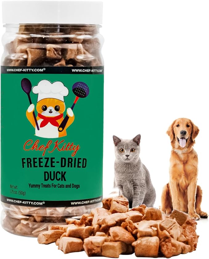 Duck Dog Treats | 100% Human Grade Freeze Dried Cat Treats, Single Ingredient | High Protein Cat & Dog Food Toppers | No Additives or Preservatives | Inspected & Tested in USA | 1.5 oz