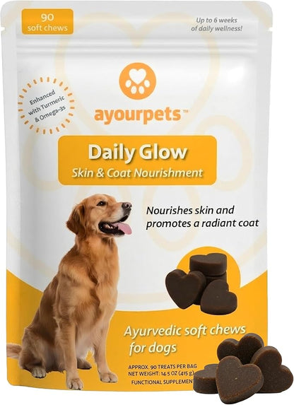 Dog Allergy Chews for Itchy Skin, Hot Spots, Paw Licking & Itchy Ears – Holistic Herbal Omega-3 Anti Itch Support with Turmeric & Shatavari – Fish Flavor – 90 Count