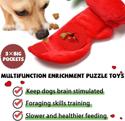 lilfrd Rose Puzzle Dog Toy, Valentine's Day & Christmas Gift, Squeaky Crinkle Enrichment Snuffle Mat, for Small Medium Large Dogs & Puppies