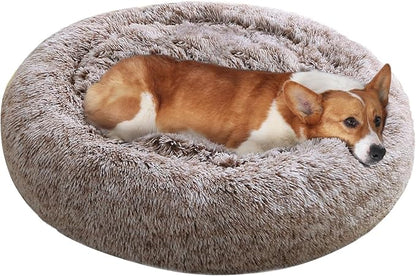 JOLLYVOGUE Dog Beds Large Sized Dog, 36 inches Calming Soft Anti-Anxiety Donut Dogs Bed, Washable Round Fluffy Cushion for Large Pets, Fits up to 80 lbs Pets