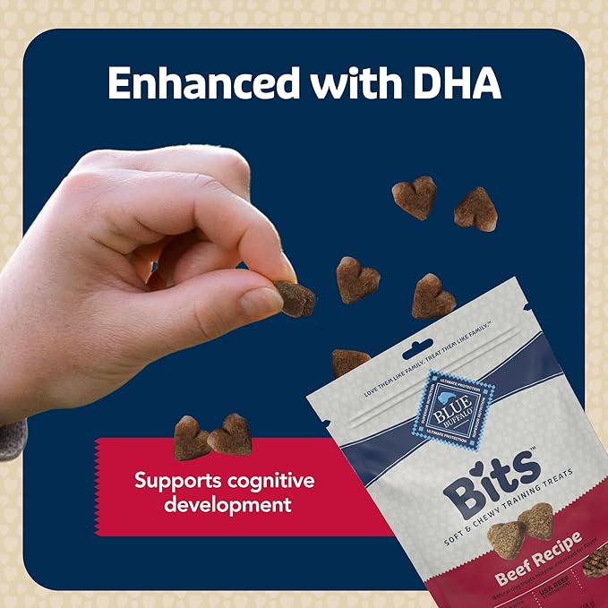 Blue Buffalo Bits Soft Dog Treats for Training, Made with Natural Ingredients & Enhanced with DHA, Beef Recipe, 19-oz Bag