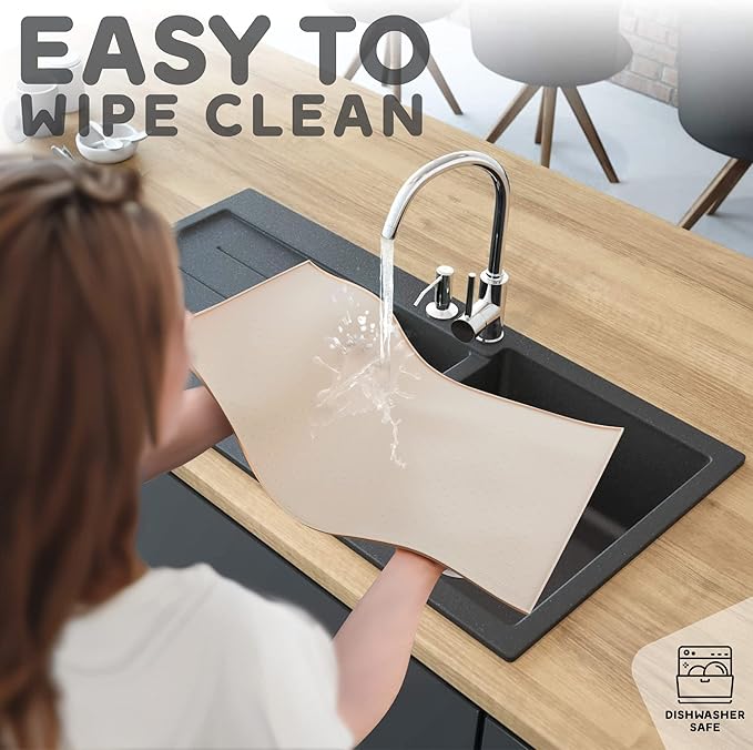 Dog Food Mat - Raised Edges Dogs Mat for Food and Water Prevent Spill, Waterproof Cat Food Mats Protect Floors, Easy Clean Dog Bowl Mats for Food and Water, Silicone Pet Food Tray