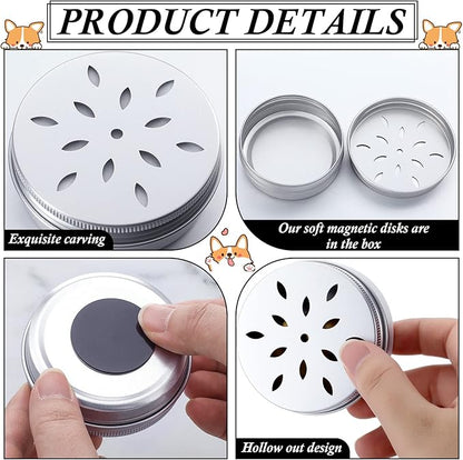 Oudain 12 Pack Dog Scent Work Tins, Dog Scent Training Box, Pet Nose Metal Container with 12 Magnetic Dots, Smell Training Kit Smell Canisters Aluminum Cans for Pet(Cute)