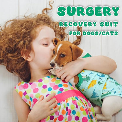 Dog Surgery Recovery Suit, Abdominal Surgical Suit for Male Female Dog Post Spay Neuter, Breathable Pet Onesie E-Collar & Cone Alternative, Surgery Shirt to Prevent Licking, Green, X-Small