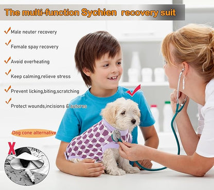 Dog Surgery Recovery Suit, Recovery Suit for Dogs Male Female Spay & Neuter, Anti-Licking Surgical Onesie for Dogs After Surgery Wear, Dog Cone Alternative (Shaped Purple, L)