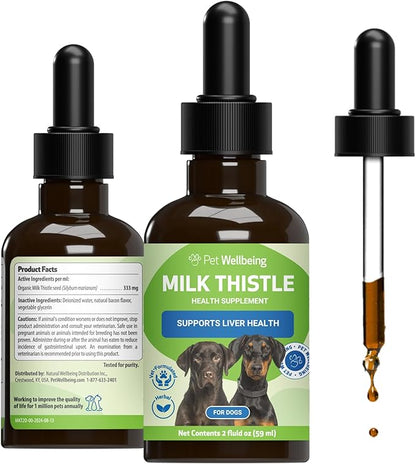 Pet Wellbeing Milk Thistle for Dogs - Organic Milk Thistle, Supports Healthy Liver Function & Detoxification - NASC Certified & Vet-Formulated - 2 oz Liquid