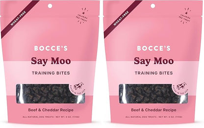Bocce's Bakery Say Moo Beef & Cheddar Training Treats for Dogs,Wheat-Free Dog Treats,6 oz Bag,(Pack of 2)