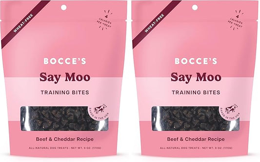 Bocce's Bakery Say Moo Beef & Cheddar Training Treats for Dogs,Wheat-Free Dog Treats,6 oz Bag,(Pack of 2)