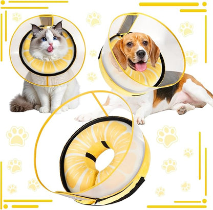 CNEO Inflatable Dog Cone Collar with Detachable Enhanced Anti-Licking Shield, Soft Neck Donut Collar for Dogs After Surgery, Adjustable Dog Cone Alternative for Large Medium Small Dogs & Cats