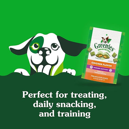 Greenies Smartbites Soft Dog Treats, Dog Immune Support Crunchy & Soft, Chicken Flavor, 8 oz. Pack