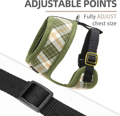 PUPTECK Soft Mesh Dog Harness and Leash Set Pet Puppy Cat Comfort Padded Vest No Pull Harnesses, Olive Green, M
