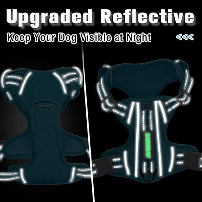 BARKBAY Dog Harness No Pull with ID Tag Pocket - Heavy Duty, Reflective, Easy Control for Large Dogs(Ocean Blue,XS)