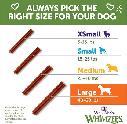 Whimzees Wellness Stix Dog Dental Treat, Chews, Freshens Breath, Large Size Sticks, 14.81 oz Bag, 7 Count