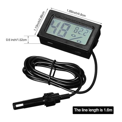 Weewooday Mini Digital Temperature Humidity Meters Gauge with Probe Gauge LCD Fahrenheit Display Thermometer Hygrometer for Incubator Reptile Plant Greenhouse Chicken Coop Garden(Black, 6 Pieces)