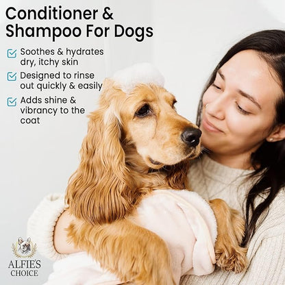 ALFIE'S CHOICE Dog Shampoo and Conditioner Set | 16 fl oz Each | Lavender & Rosemary with Biotin | for Itchy, Dry & Sensitive Skin | Detangling & Moisturizing for All Breeds & Puppies | Made in USA