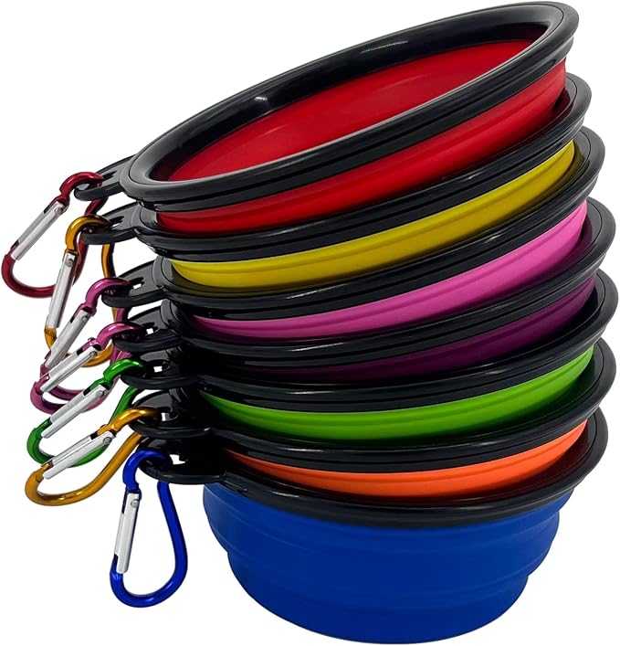 Collapsible Dog Bowl, 6 Pack, Portable, Safe, Reusable, Suitable for Indoor and Outdoor Use