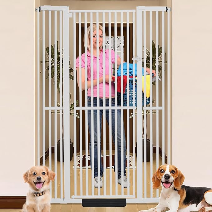 SHYUJAJIE 71 Inch Extra Tall Pet Gate for Cats, 29.5-48" Adjustable Wide Dog Gates, Pressure Mounted Walk Through Tall Cat Gate for Doorways,Hallway,Stairs,House（White）